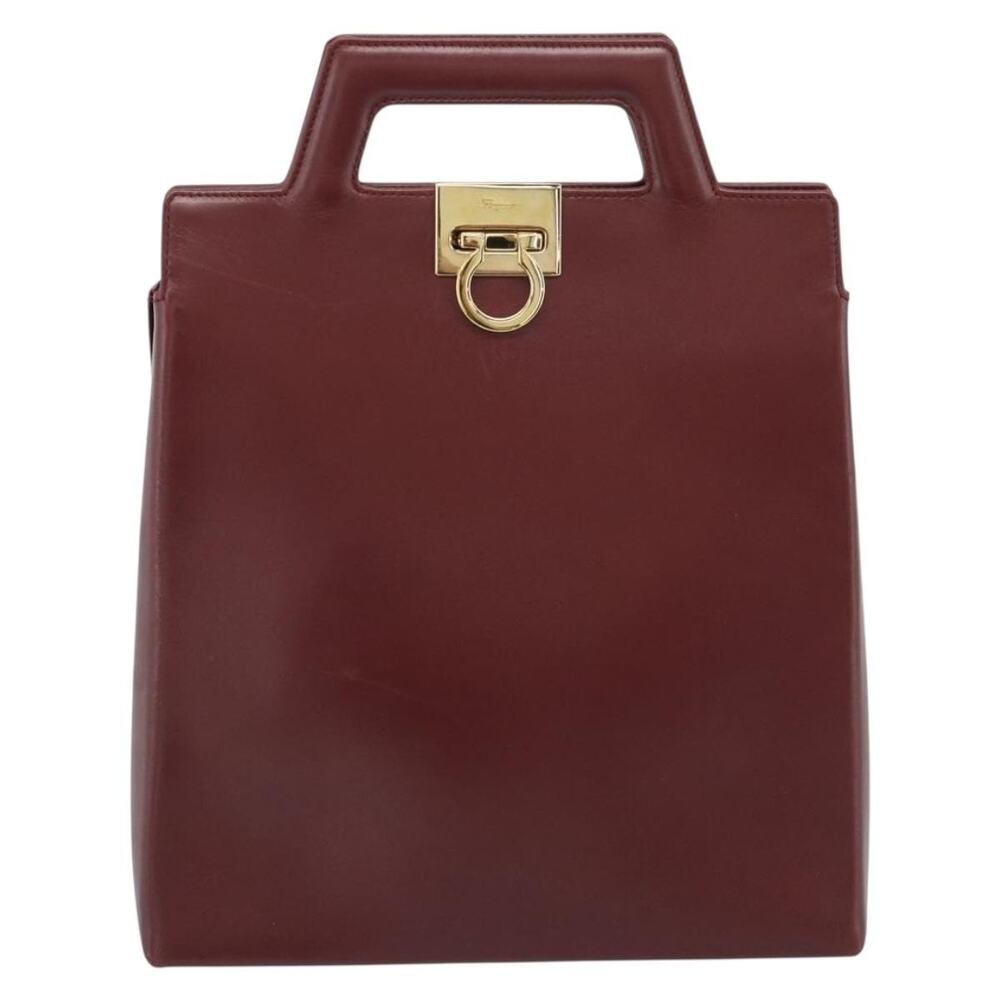 Salvatore Ferragamo Gancini Handbag Red Smooth